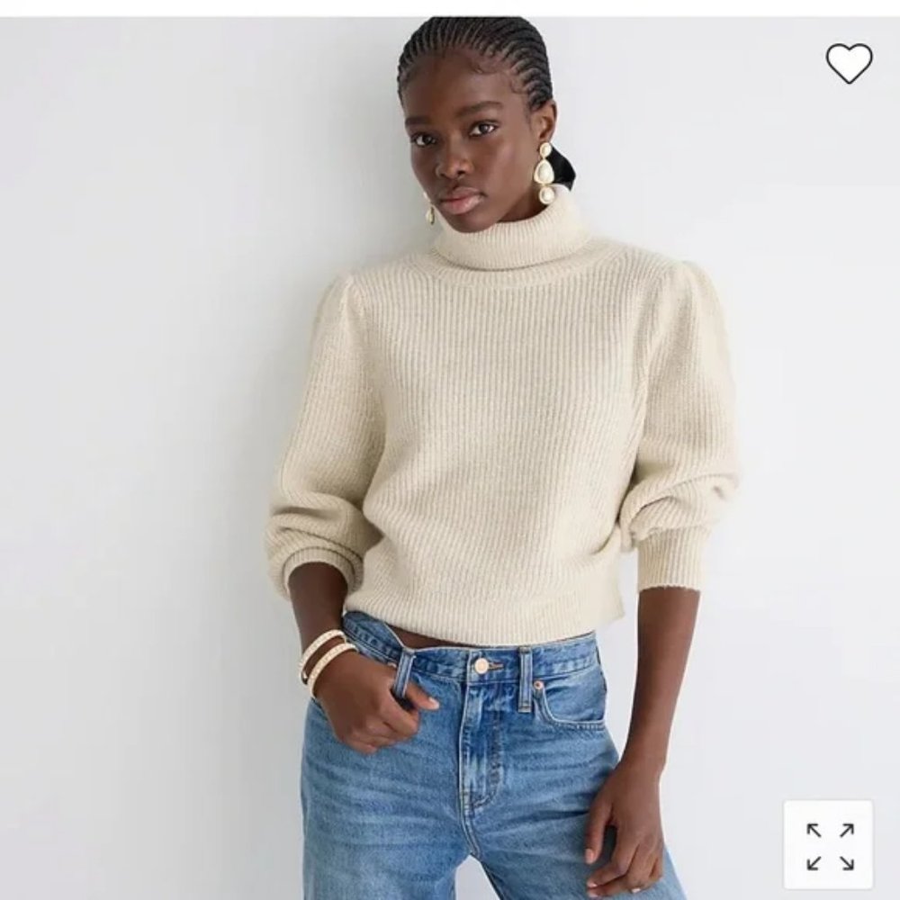 J.Crew Cropped puff sleeve turtleneck sweater